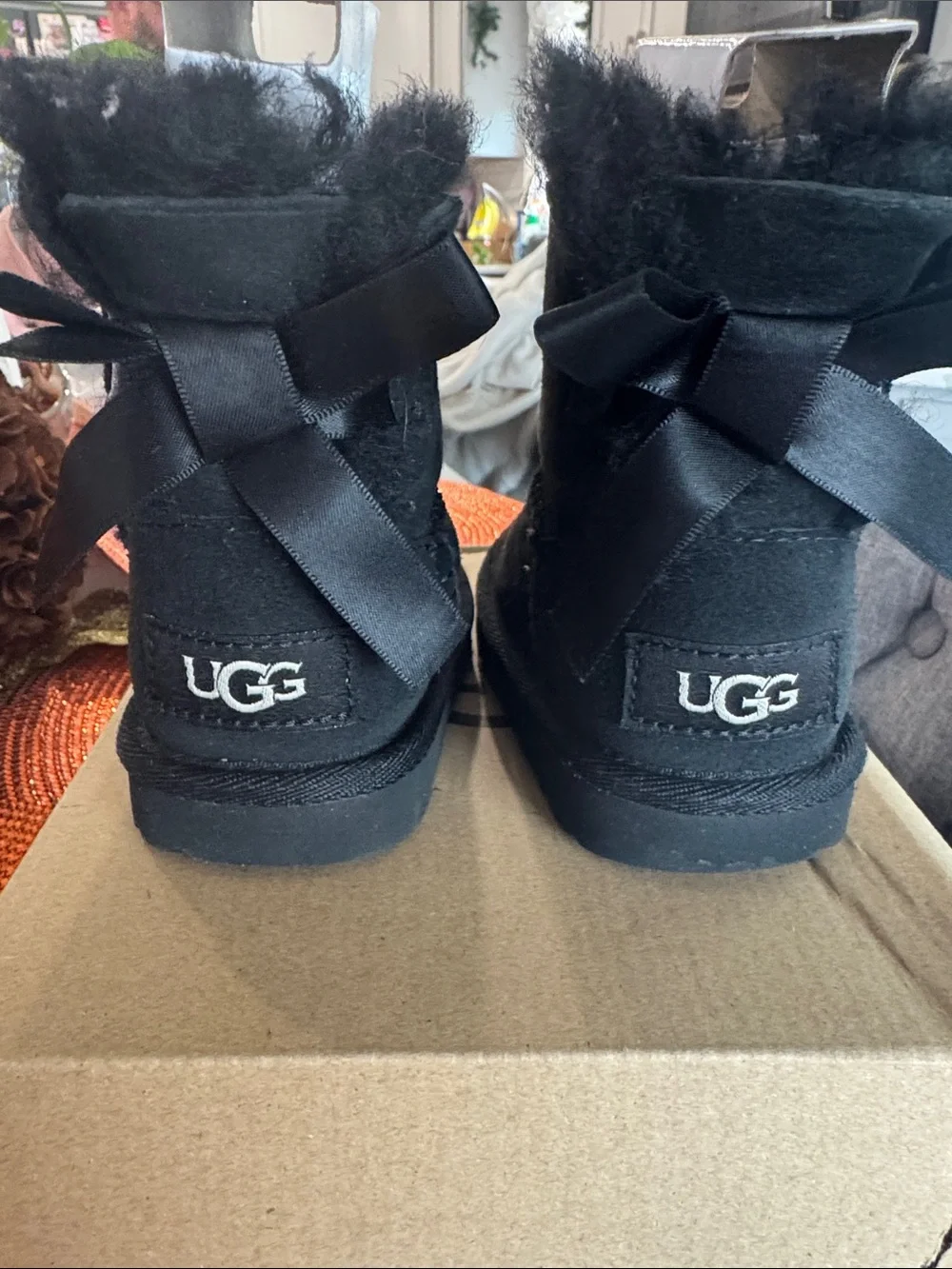 UGG Kids Black Mini Bailey Bow Boots